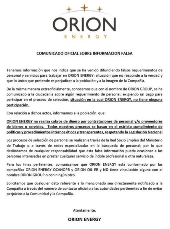 Advertencia Orion Energy https://www.orionenergy.com
